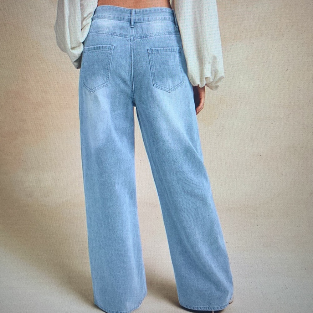 Wide Leg Light Blue Jeans - Women - Picture 3 of 3